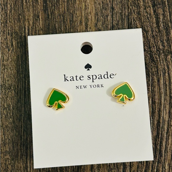 kate spade Jewelry - kate spade Gold-Tone Green Spade Stud Earrings